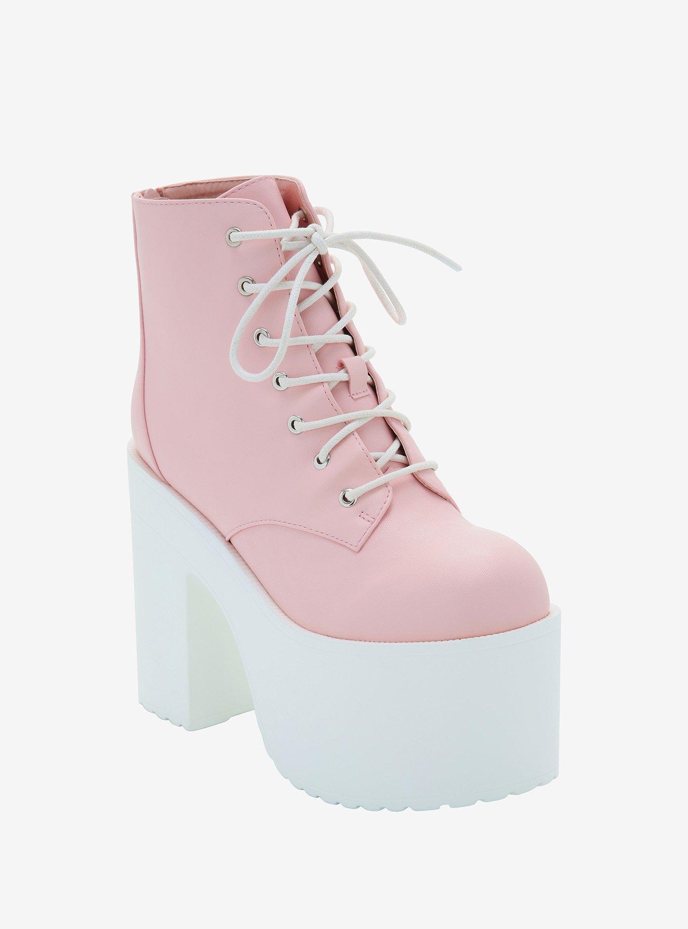 pink platform booties