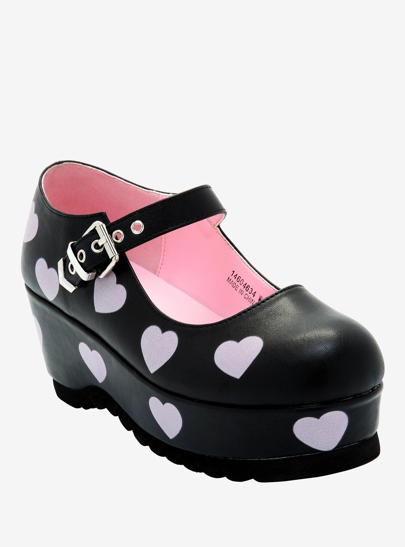 Pink Heart Platform Mary Janes