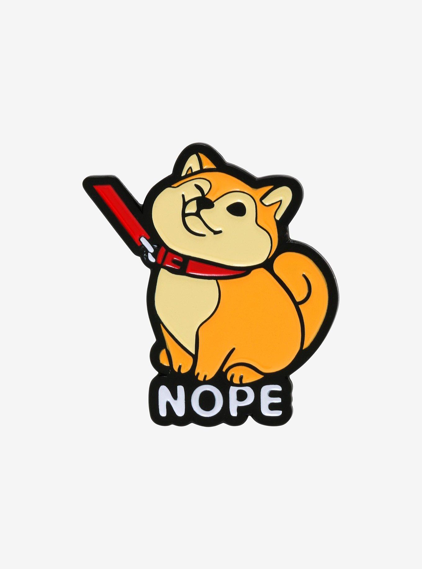 Shiba Nope Enamel Pin, , hi-res