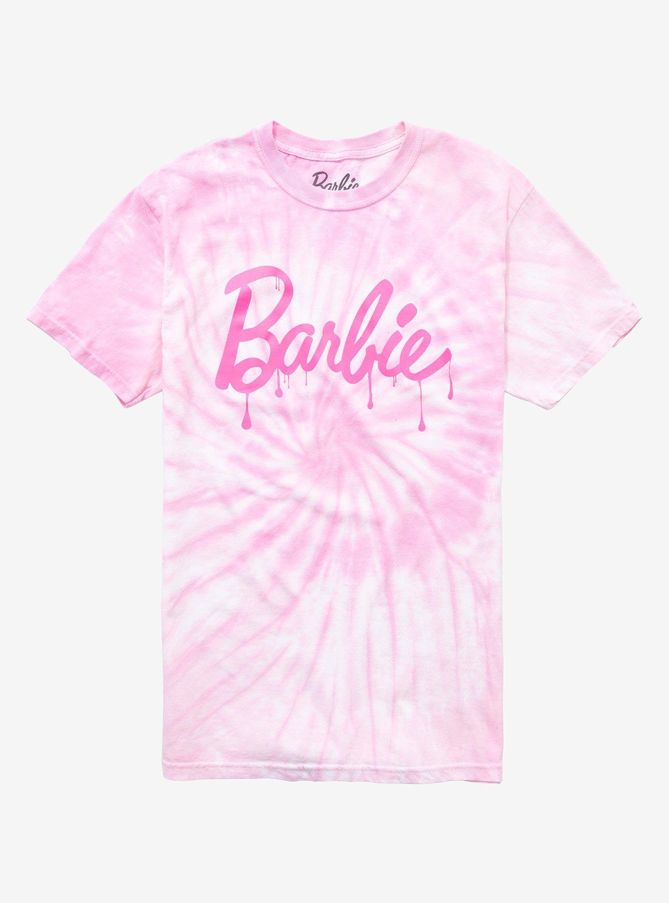 Barbie Drip Logo Tie-Dye Boyfriend Fit Girls T-Shirt, WHITE, hi-res