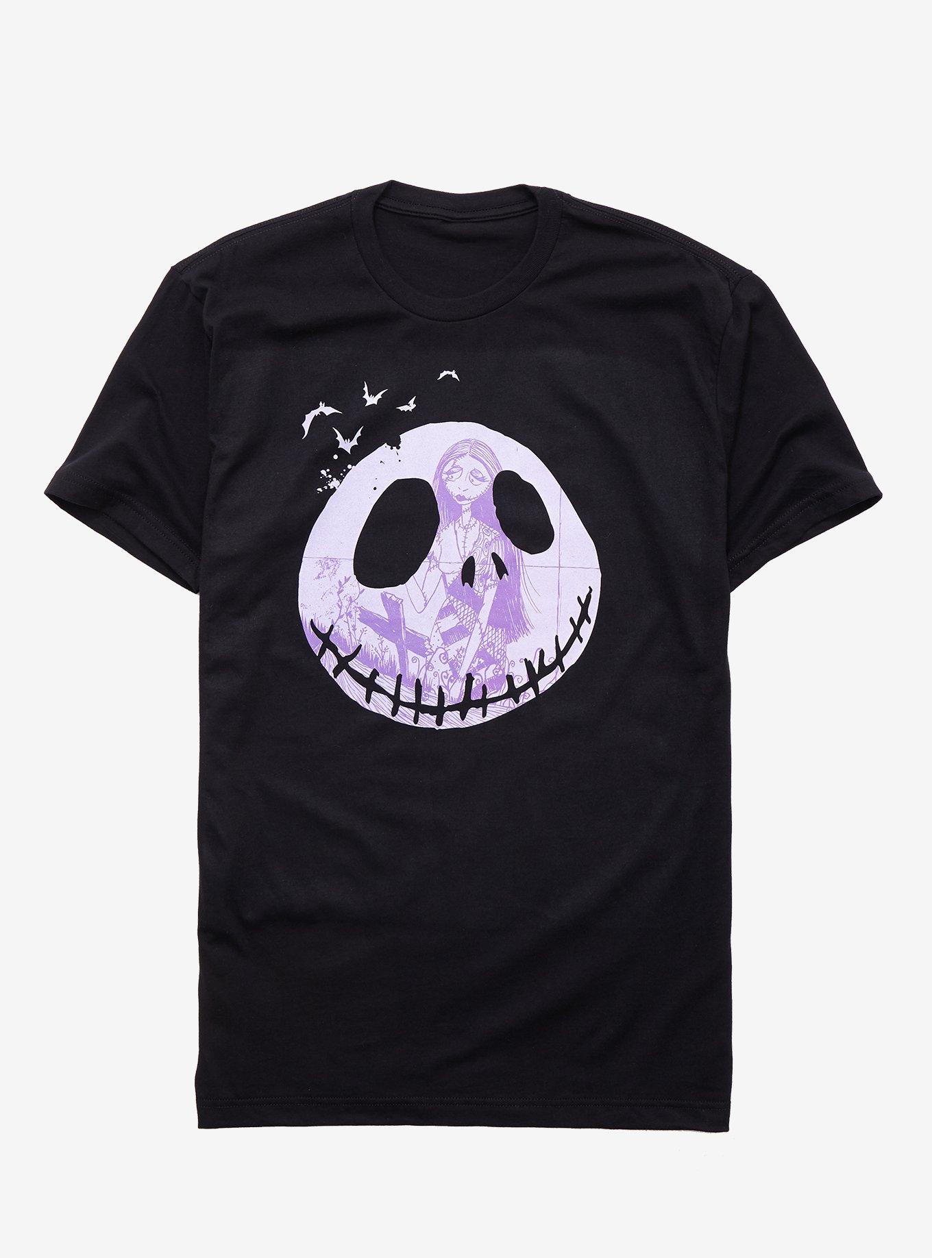 The Nightmare Before Christmas Jack Head & Sally Girls T-Shirt, PURPLE, hi-res