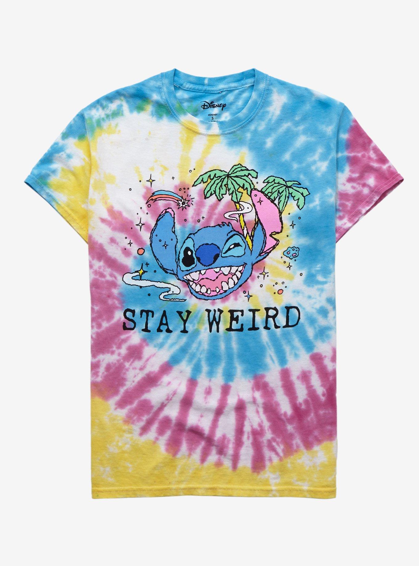 Disney Lilo And Stitch Stay Weird Tie Dye Boyfriend Fit Girls T Shirt Hot Topic 9750