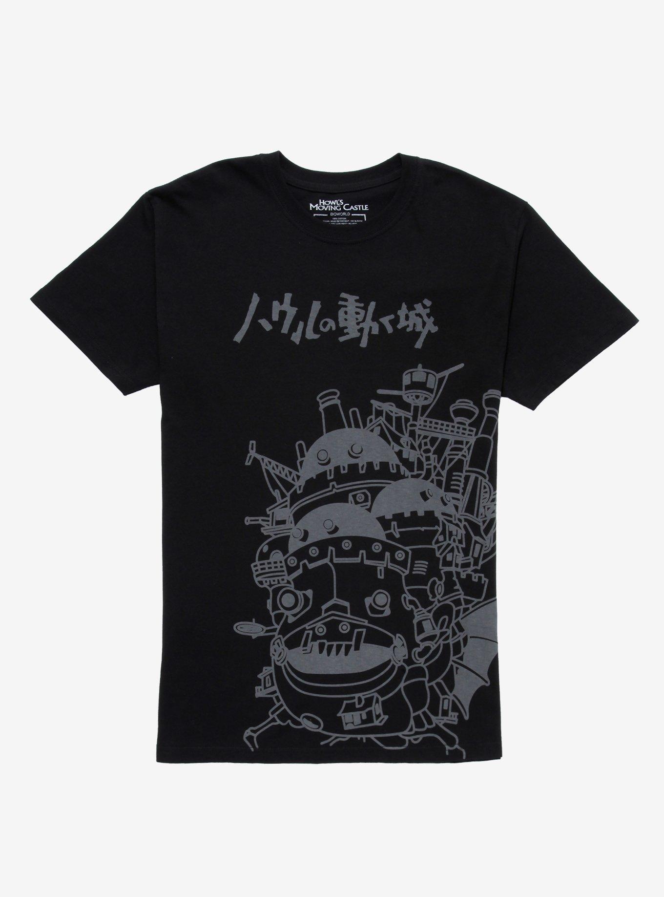 Studio Ghibli Howl's Moving Castle Grey & Black T-Shirt, BLACK, hi-res