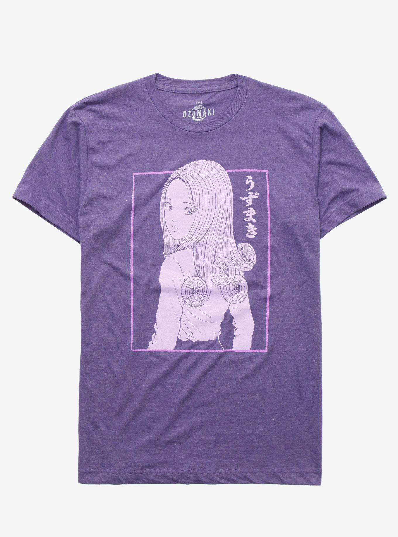 Junji Ito Uzumaki Hair Spirals T-Shirt, PURPLE, hi-res