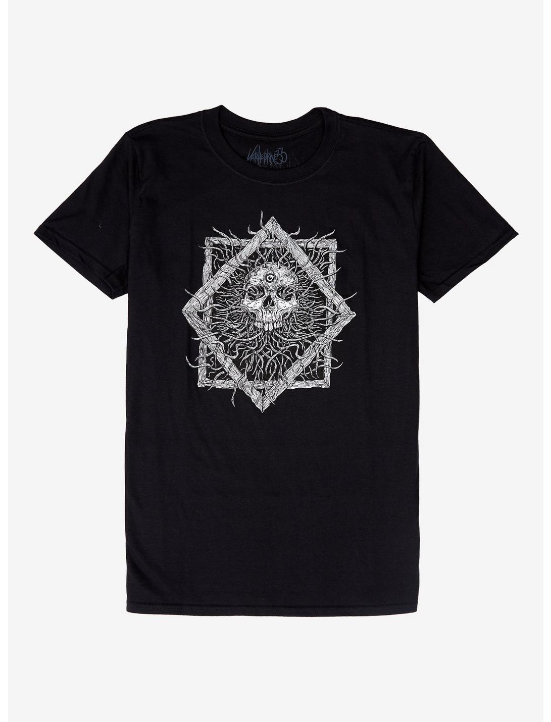 Tentacle Skull Frame T-Shirt By Vertebrae33, WHITE, hi-res
