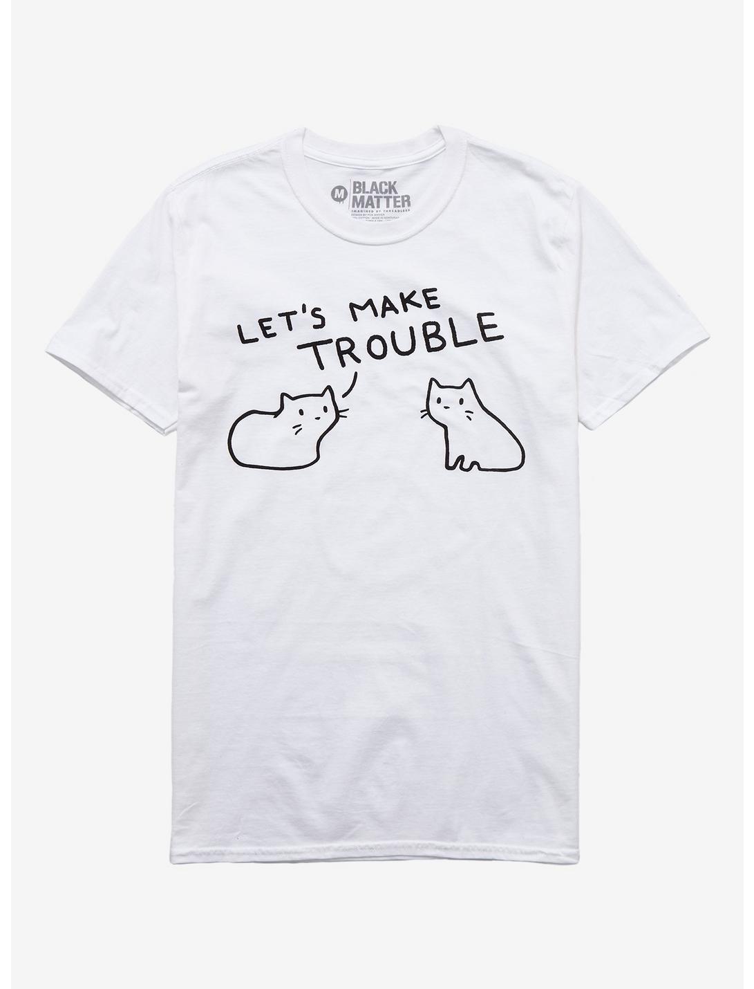Let's Make Trouble Cats T-Shirt By Fox Shiver, BLACK, hi-res