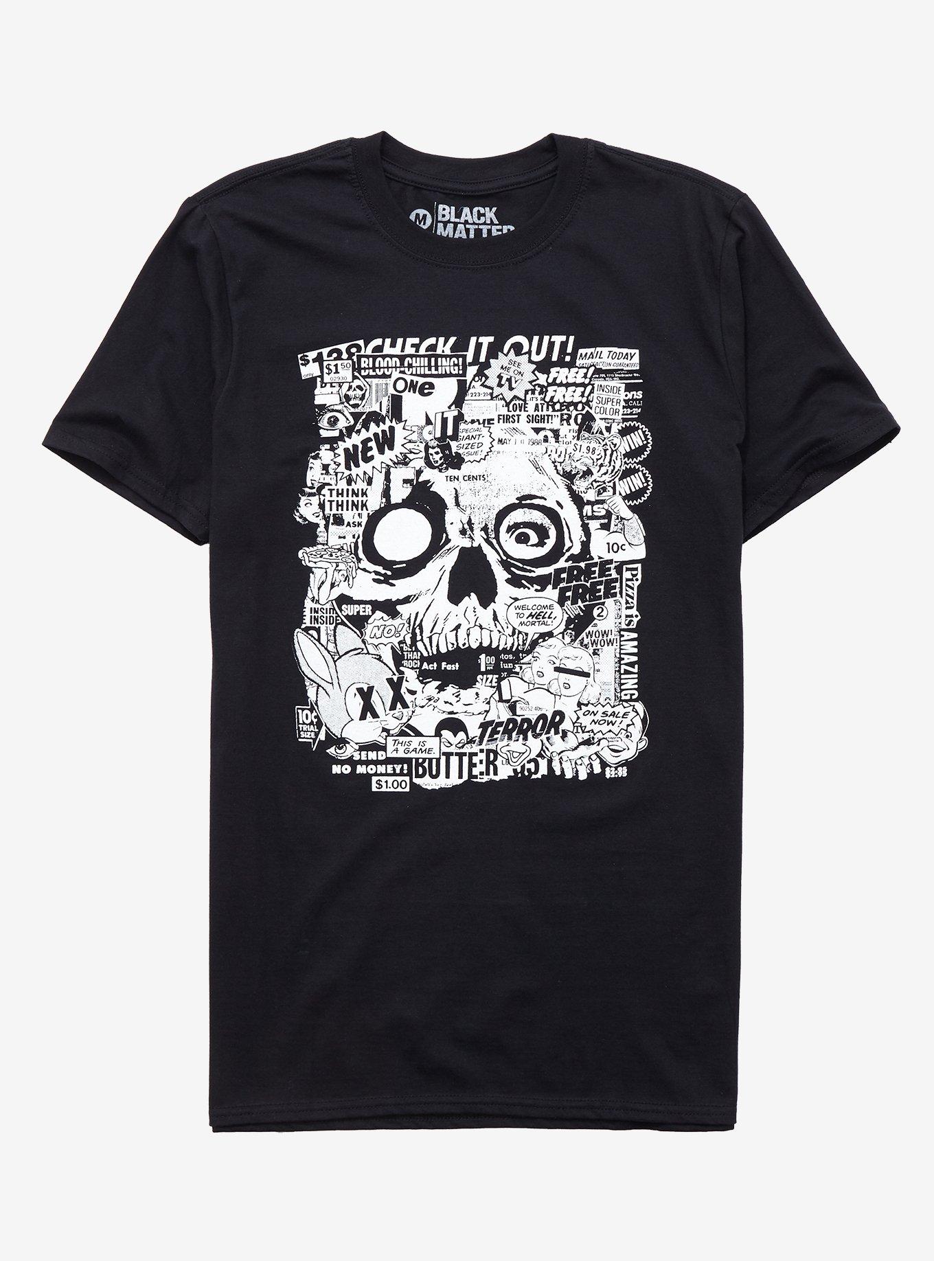 Skull Clippings T-Shirt By Adam Antium, WHITE, hi-res