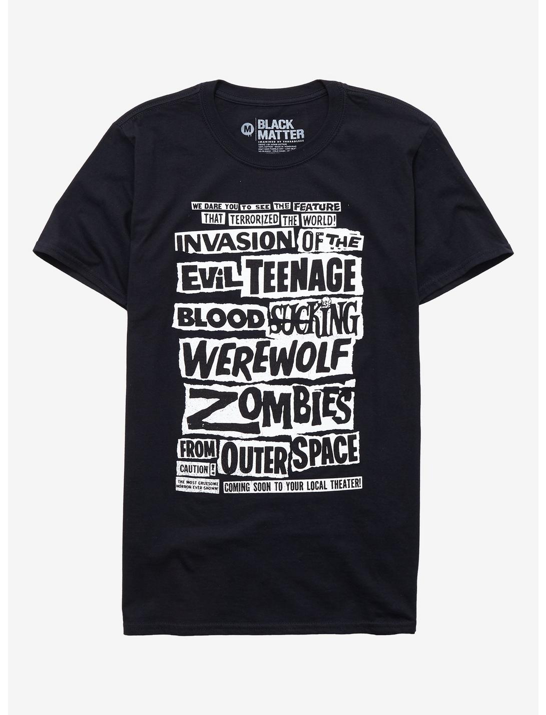 Evil Teenage Werewolf Zombies T-Shirt By Adam Antium, WHITE, hi-res