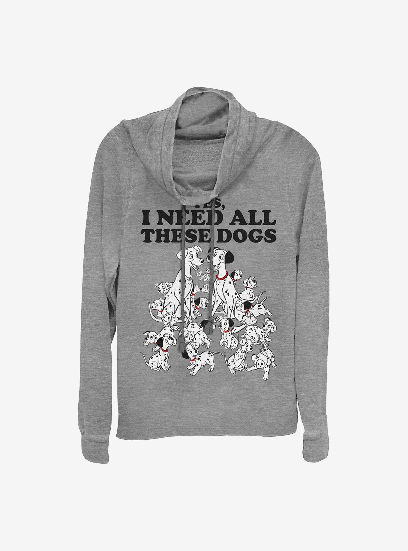 Disney 101 Dalmatians All These Dogs Cowl Neck Long-Sleeve Womens Top, GRAY HTR, hi-res