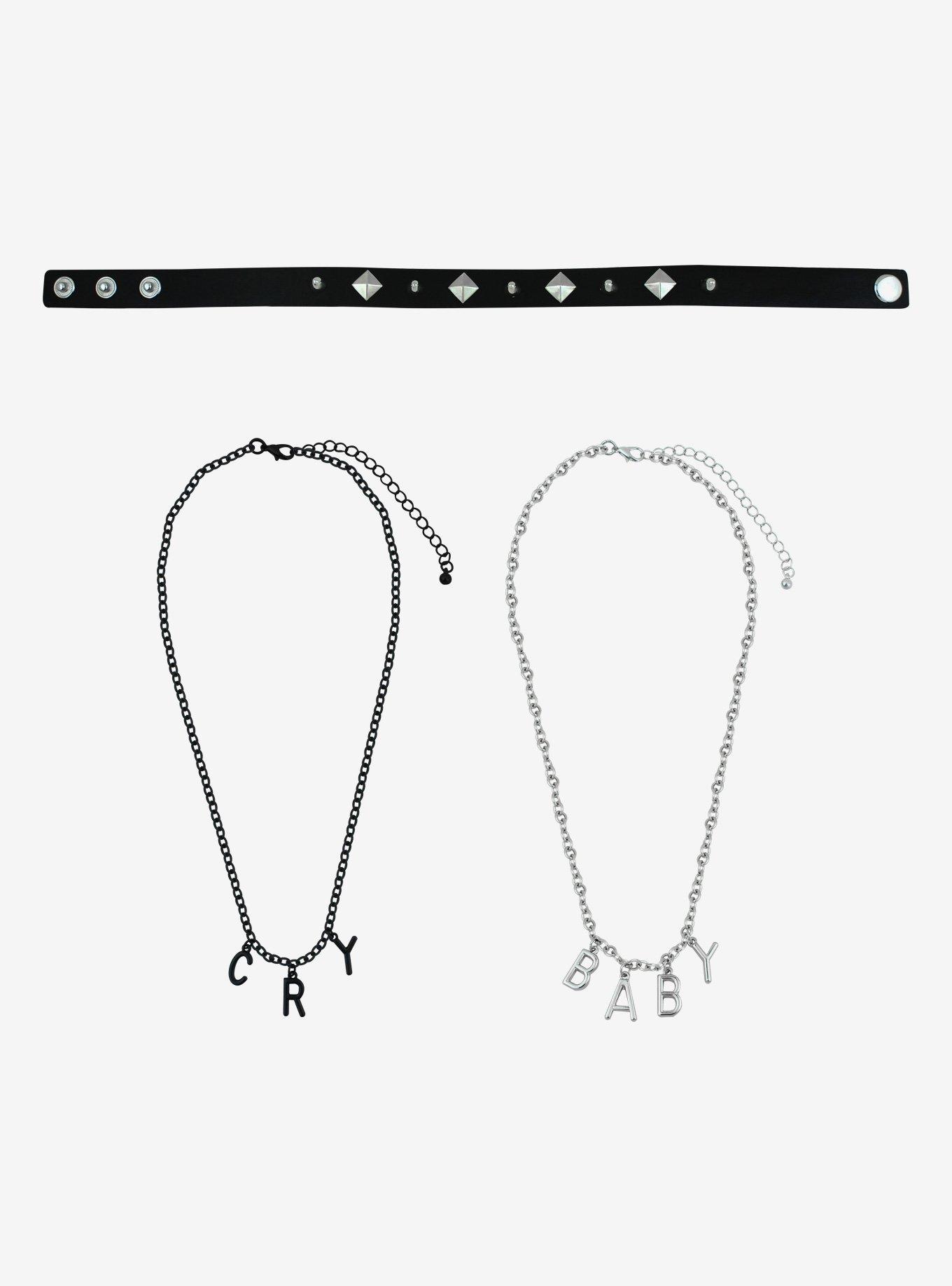 Cry Baby Spiked Choker & Necklace Set, , hi-res