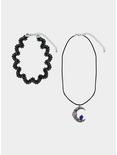 Moon Gem Lace Choker Necklace Set, , hi-res