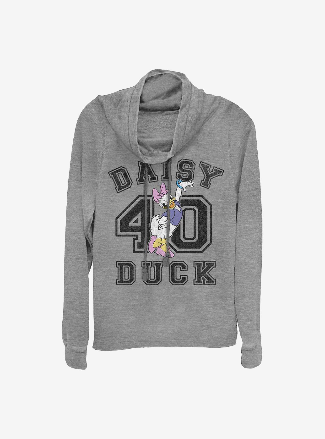 Disney Daisy Duck Collegiate Cowl Neck Long-Sleeve Womens Top, GRAY HTR, hi-res