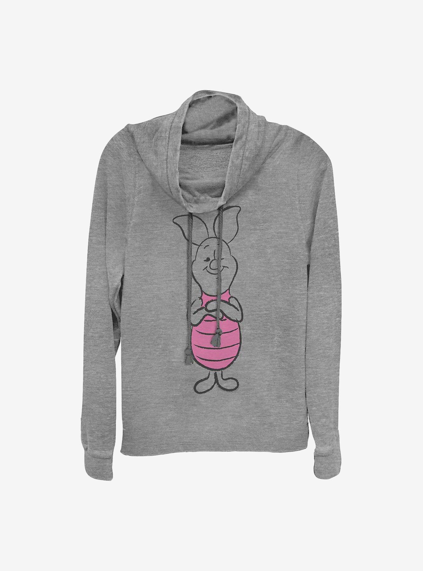 Disney Winnie The Pooh Basic Sketch Piglet Cowl Neck Long-Sleeve Womens Top, , hi-res