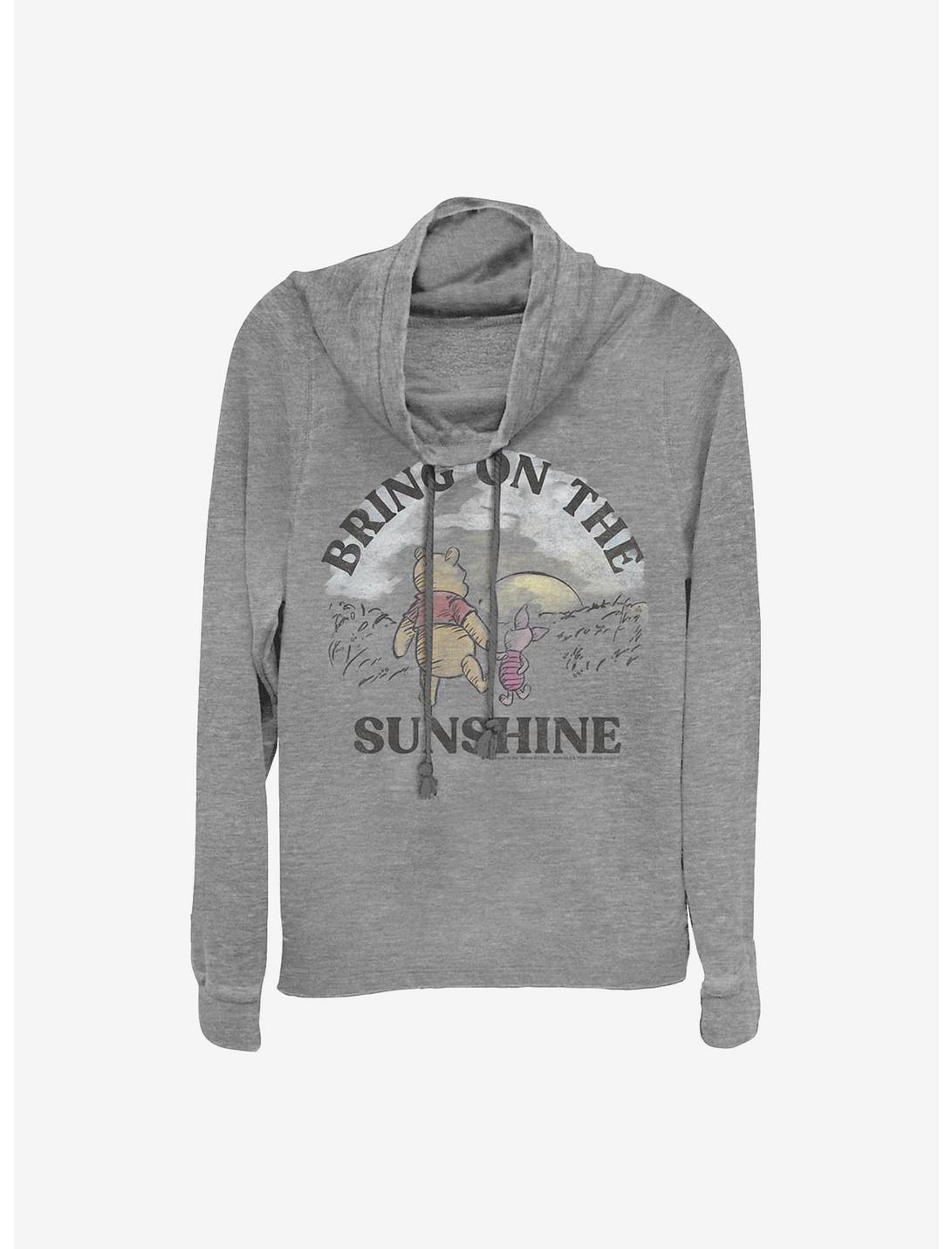 Disney Winnie The Pooh Bring On The Sunshine Cowl Neck Long-Sleeve Womens Top, GRAY HTR, hi-res