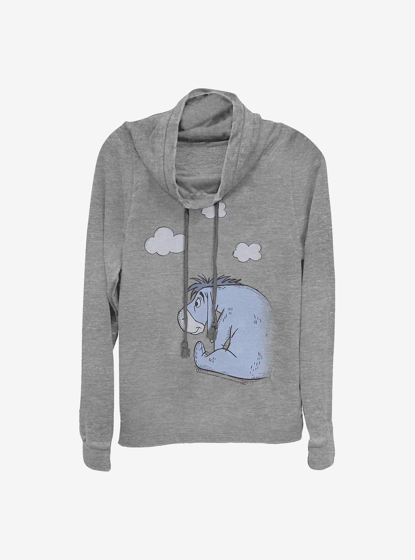 Disney Winnie The Pooh Cloudy Eeyore Cowl Neck Long-Sleeve Womens Top, GRAY HTR, hi-res