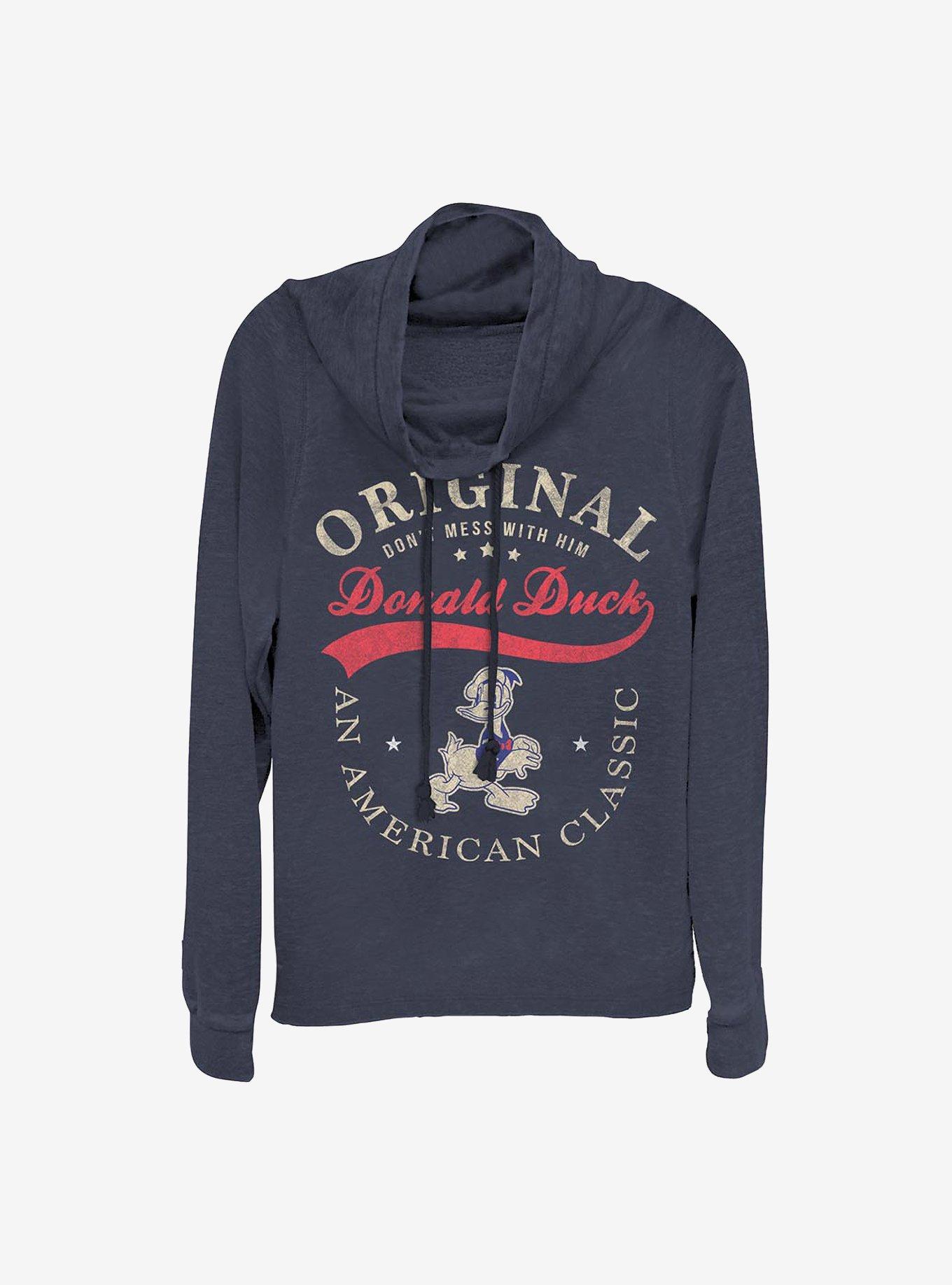 Disney Donald Duck The One And Only Donald Cowl Neck Long-Sleeve Womens Top