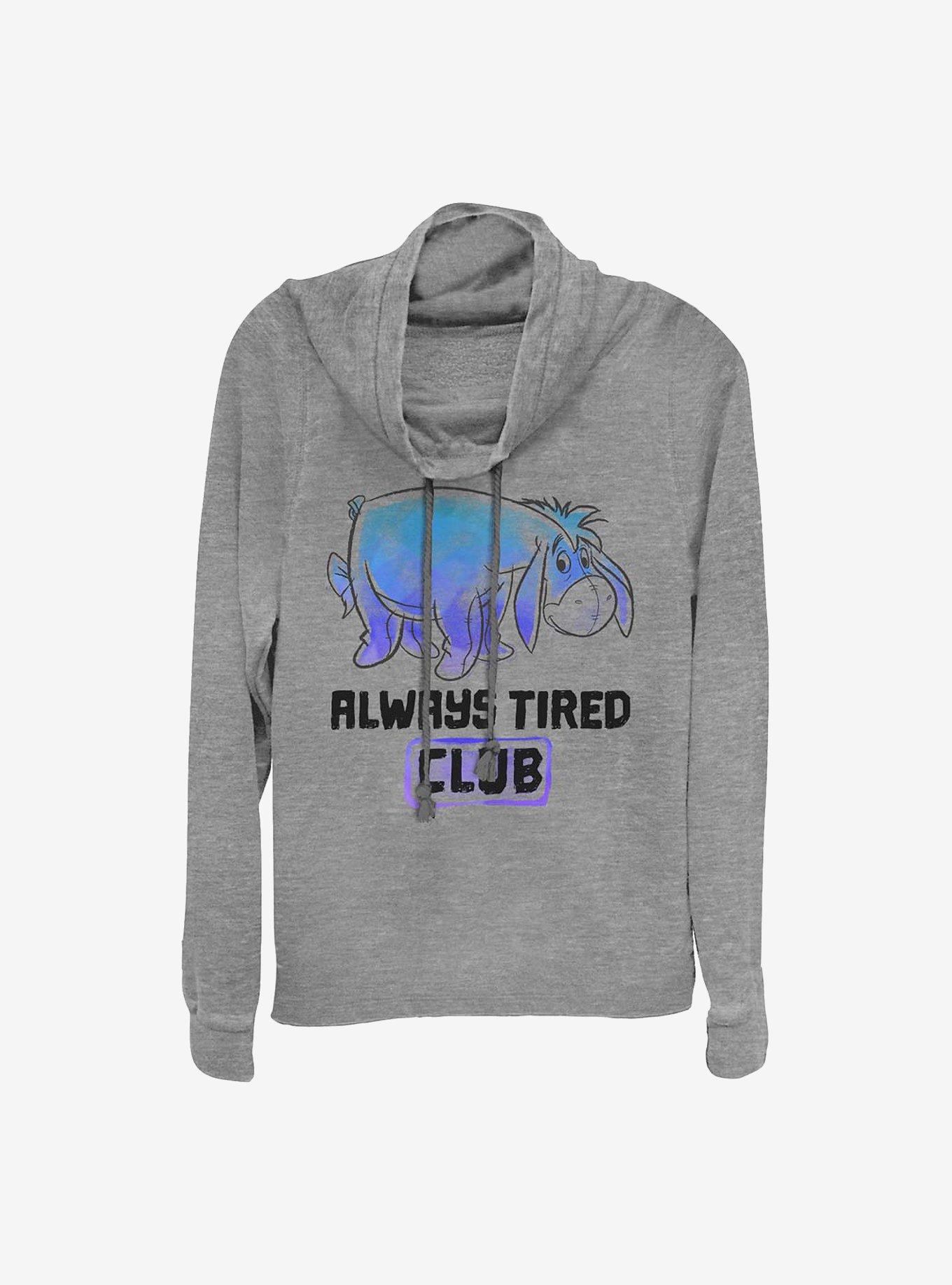 Disney Winnie The Pooh Eeyore Tired Club Cowl Neck Long-Sleeve Womens Top, , hi-res