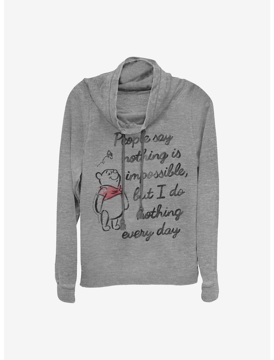 Disney Winnie The Pooh Impossible Cowl Neck Long-Sleeve Womens Top, GRAY HTR, hi-res
