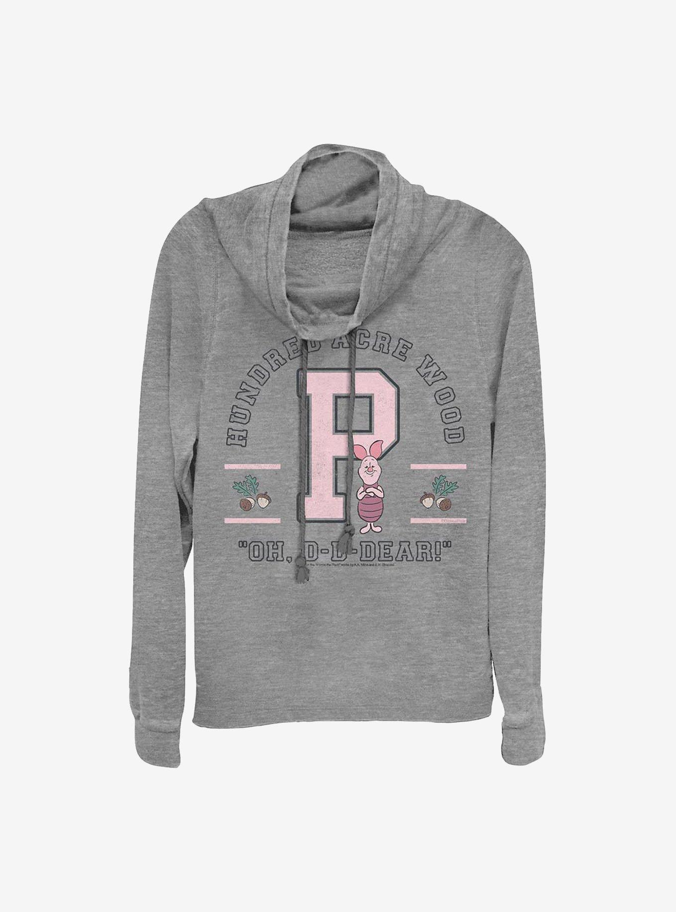 Disney Winnie The Pooh Piglet Collegiate Cowl Neck Long-Sleeve Womens Top, , hi-res