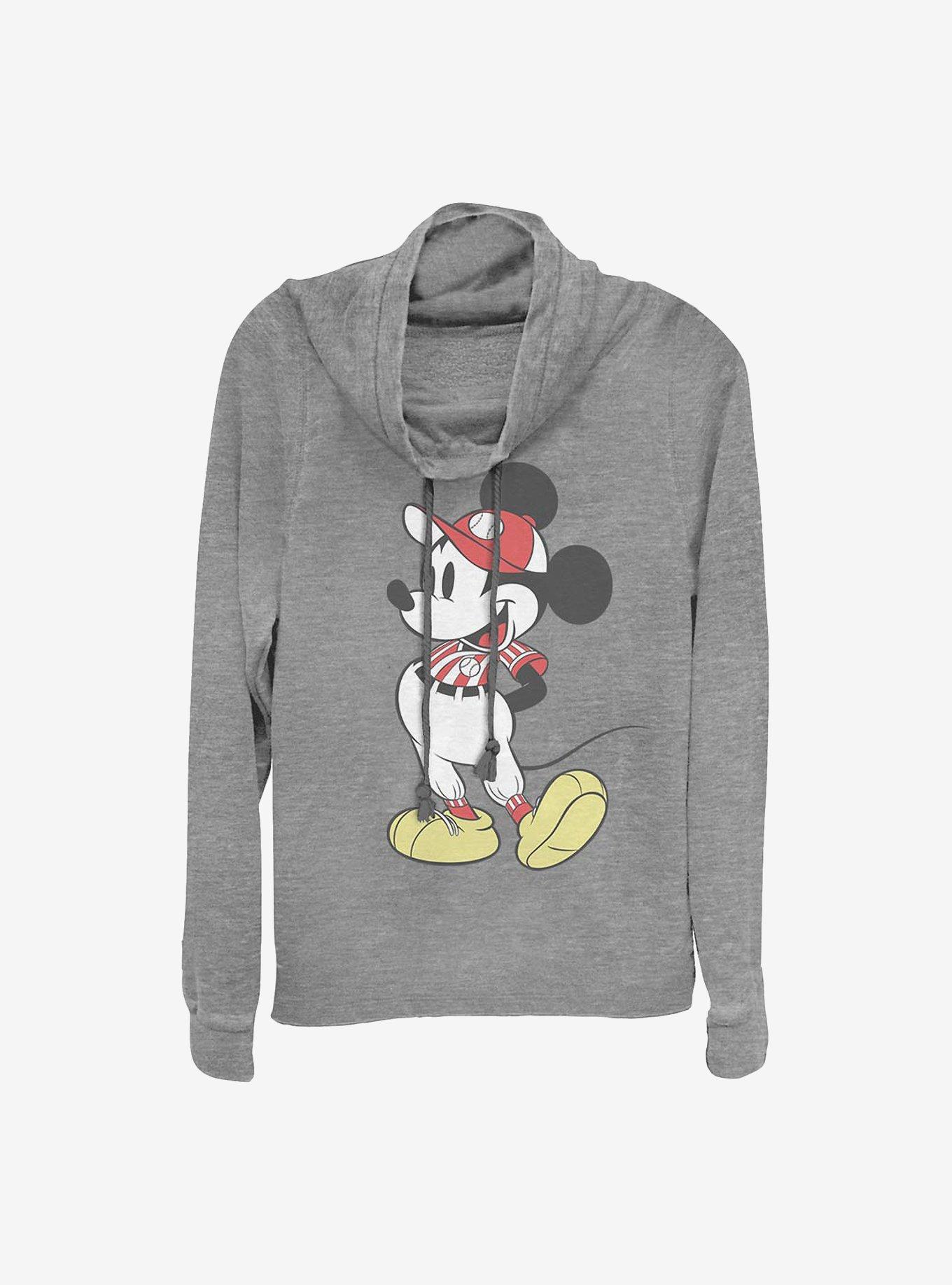 Disney Mickey Mouse Baseball Season Mickey Cowl Neck Long-Sleeve Womens Top, , hi-res