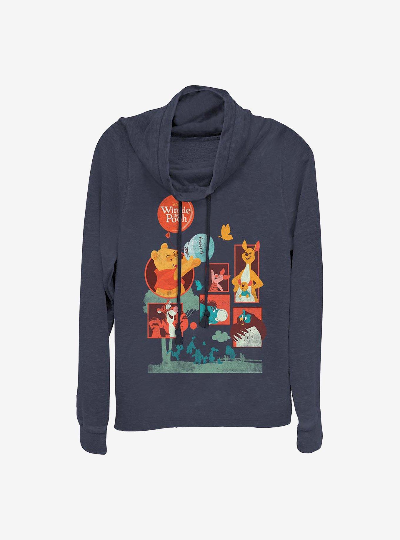 Disney Winnie The Pooh And Friends Cowl Neck Long-Sleeve Womens Top, NAVY, hi-res