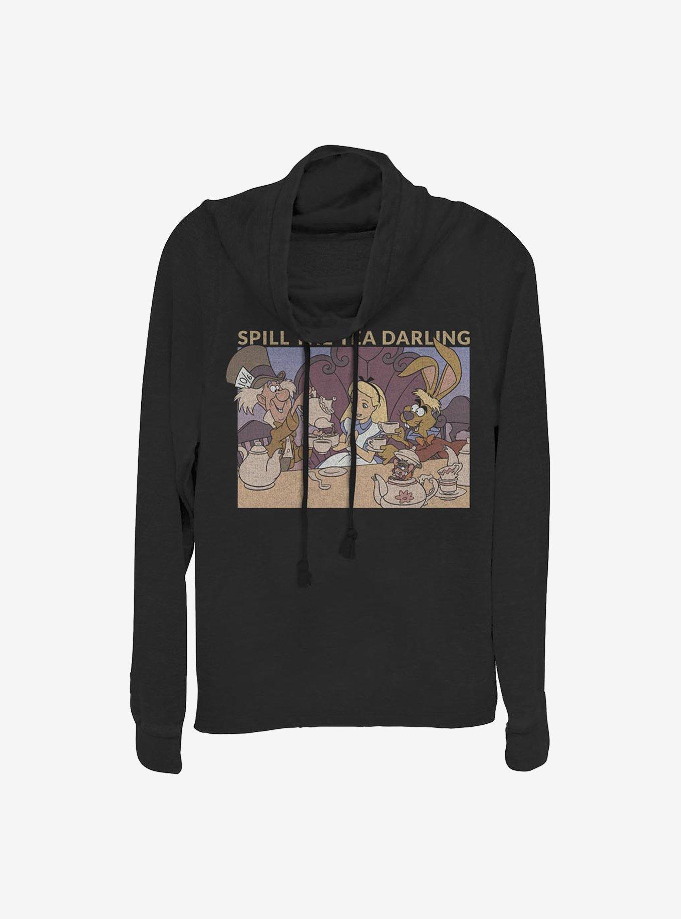 Disney Alice In Wonderland Spill The Tea Cowl Neck Long-Sleeve Womens Top, , hi-res