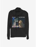 Disney Lady And The Tramp Meme Cowl Neck Long-Sleeve Womens Top, BLACK, hi-res