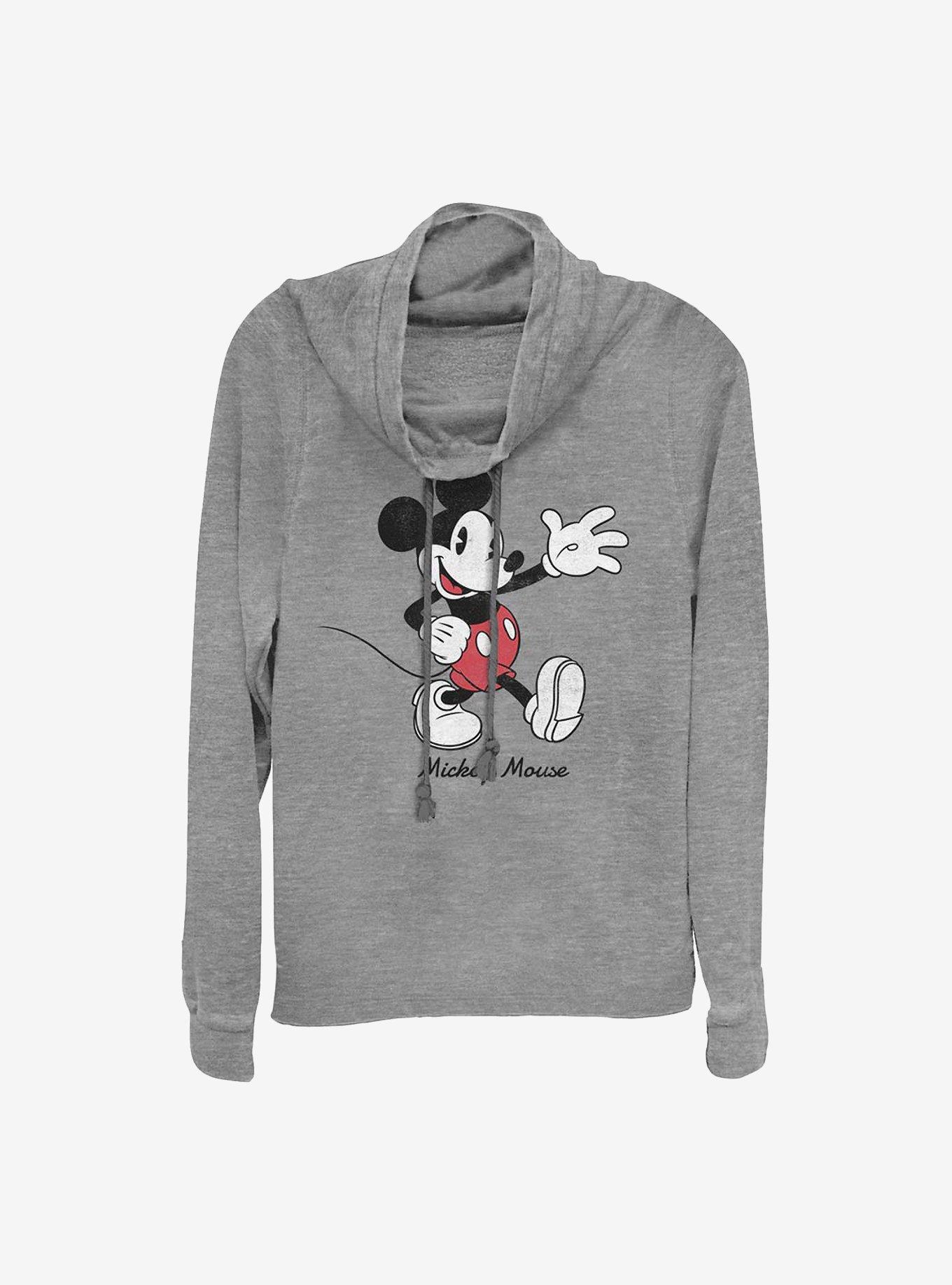 Disney Mickey Mouse Mickey Cowl Neck Long-Sleeve Womens Top, GRAY HTR, hi-res