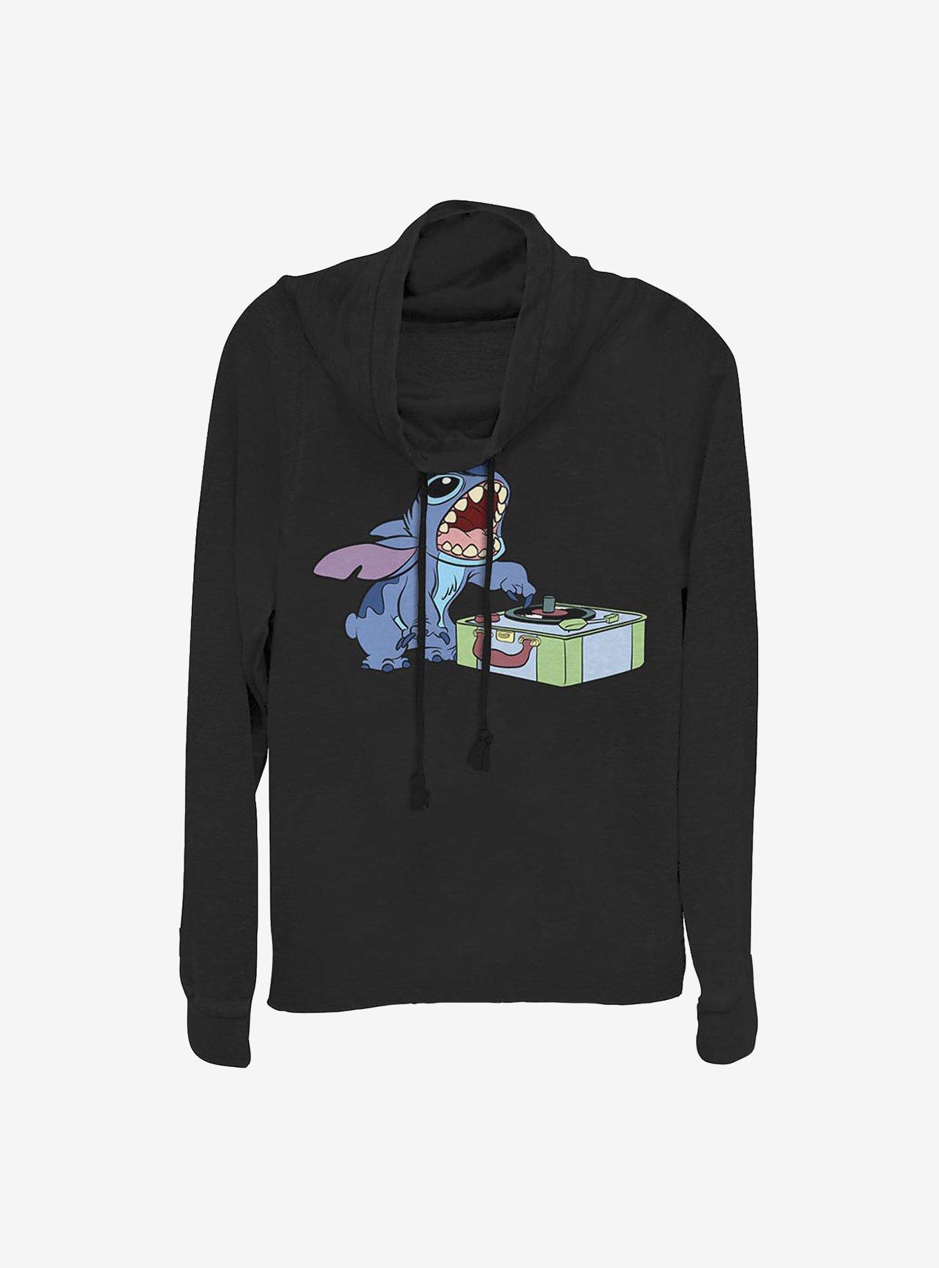 Disney Lilo And Stitch DJ Stitch Cowl Neck Long-Sleeve Womens Top, , hi-res