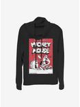 Disney Mickey Mouse Mickey Band Comic Cowl Neck Long-Sleeve Womens Top, BLACK, hi-res