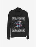 Disney Lilo And Stitch Holiday Time Cowl Neck Long-Sleeve Womens Top, BLACK, hi-res
