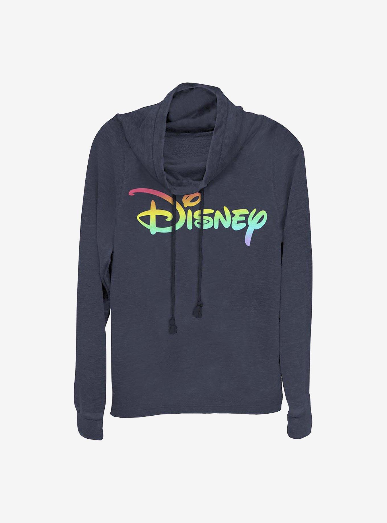 Disney Rainbow Fill Cowl Neck Long-Sleeve Womens Top