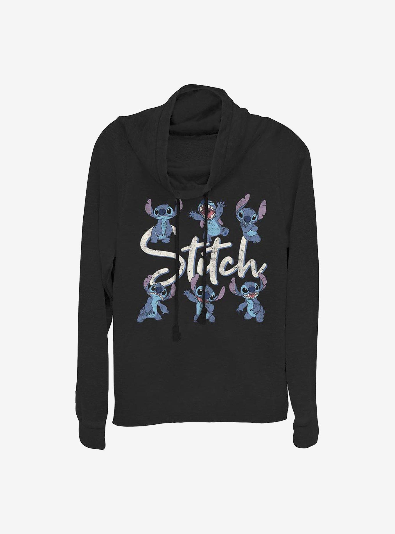 Disney Lilo And Stitch Poses Cowl Neck Long-Sleeve Womens Top, , hi-res
