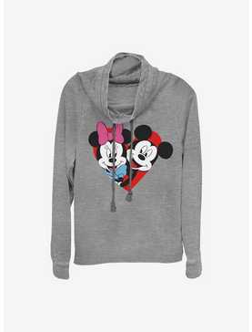 Disney Mickey Mouse Hearts Cowl Neck Long-Sleeve Womens Top, , hi-res