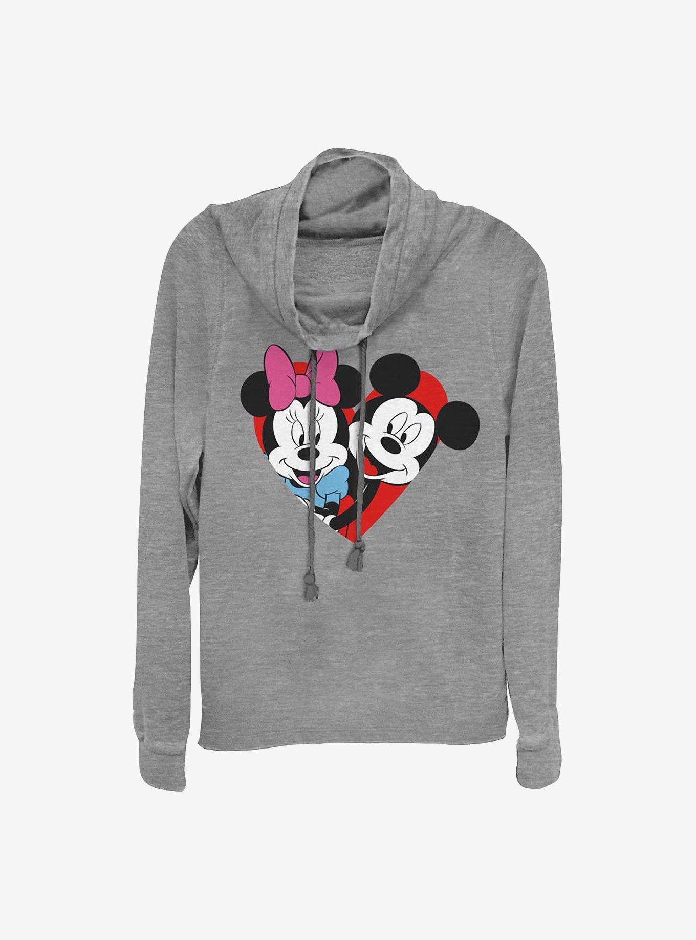 Disney Mickey Mouse Hearts Cowl Neck Long-Sleeve Womens Top, , hi-res