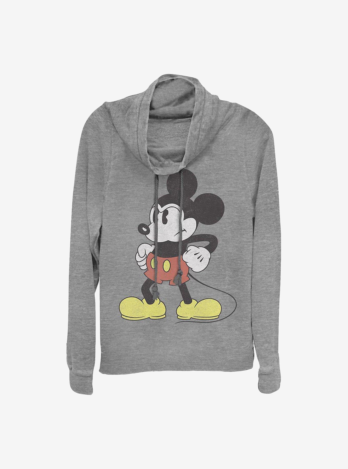 Disney Mickey Mouse Mightiest Mouse Cowl Neck Long-Sleeve Womens Top, GRAY HTR, hi-res