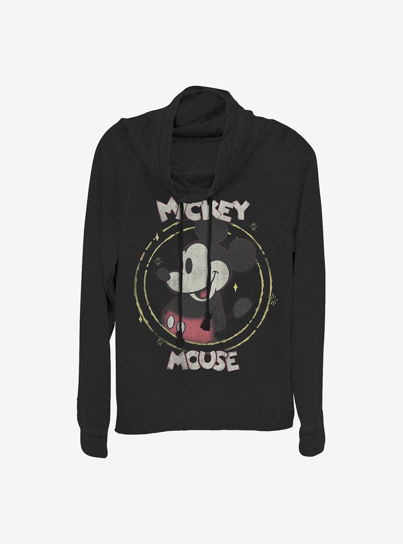 Disney Mickey Mouse Happy Mickey Cowl Neck Long-Sleeve Womens Top