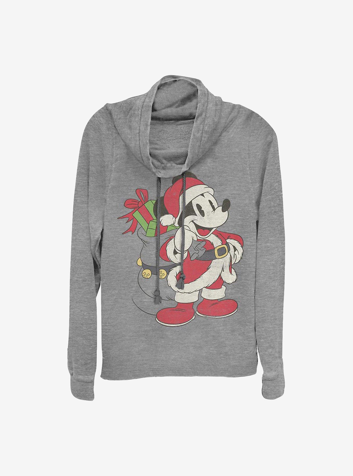 Disney Mickey Mouse Just Santa Mickey Cowl Neck Long-Sleeve Womens Top, , hi-res