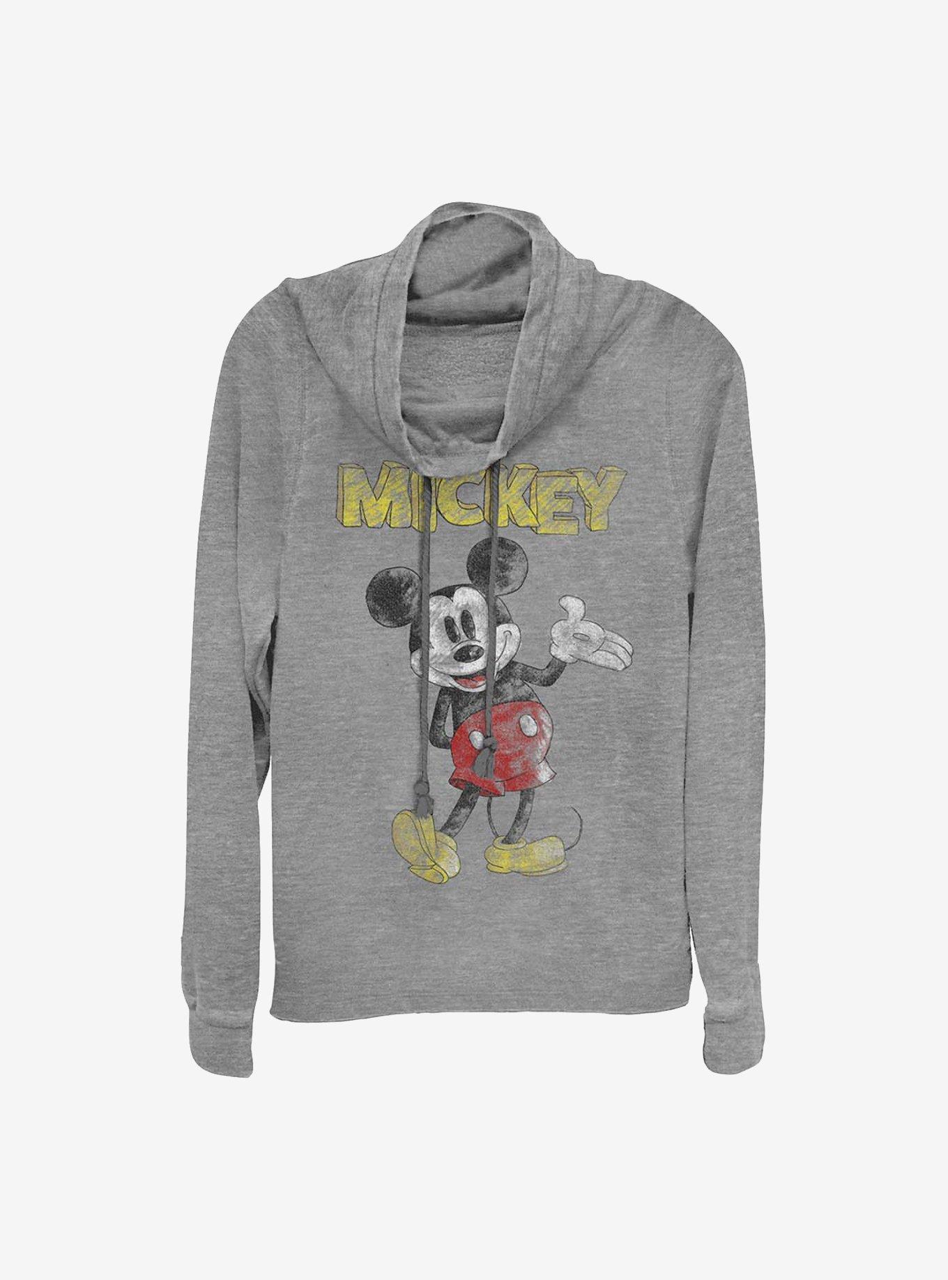 Disney Mickey Mouse Sketchy Cowl Neck Long-Sleeve Womens Top