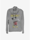 Disney Mickey Mouse Sketchy Mickey Cowl Neck Long-Sleeve Womens Top, GRAY HTR, hi-res