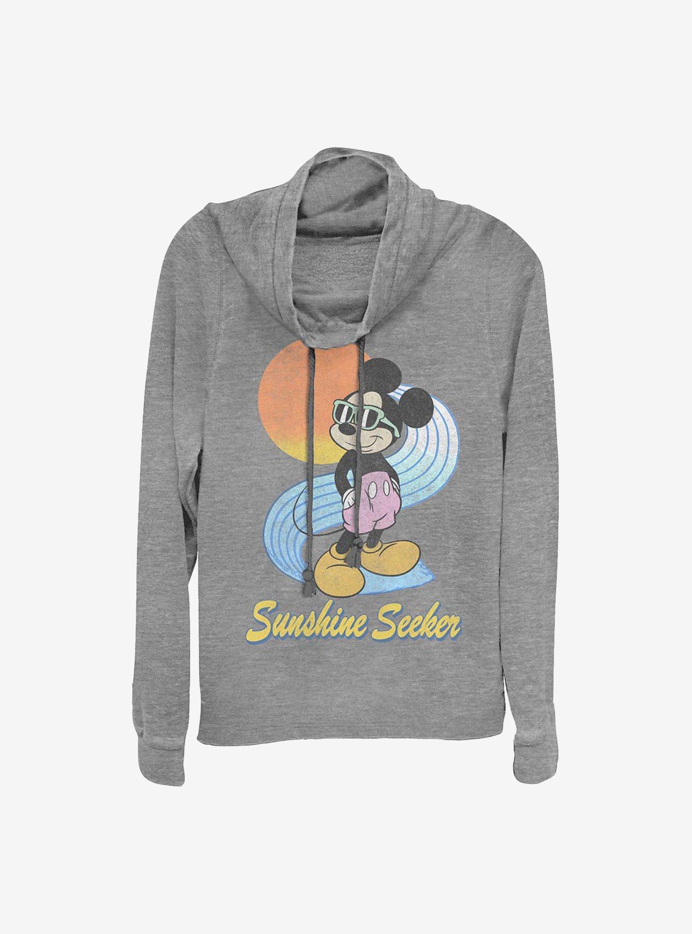 Disney Mickey Mouse Sunshine Seeker Cowl Neck Long-Sleeve Womens Top, GRAY HTR, hi-res