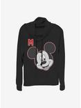 Disney Mickey Mouse Letter Mickey Cowl Neck Long-Sleeve Womens Top, BLACK, hi-res