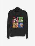 Disney Mickey Mouse Mickey And Friends Cowl Neck Long-Sleeve Womens Top, BLACK, hi-res
