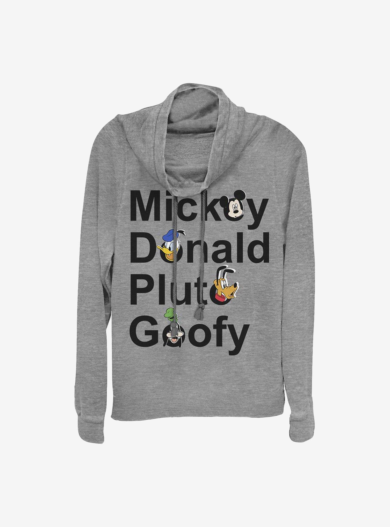 Disney Mickey Mouse Mickey And Friends Cowl Neck Long-Sleeve Womens Top, GRAY HTR, hi-res