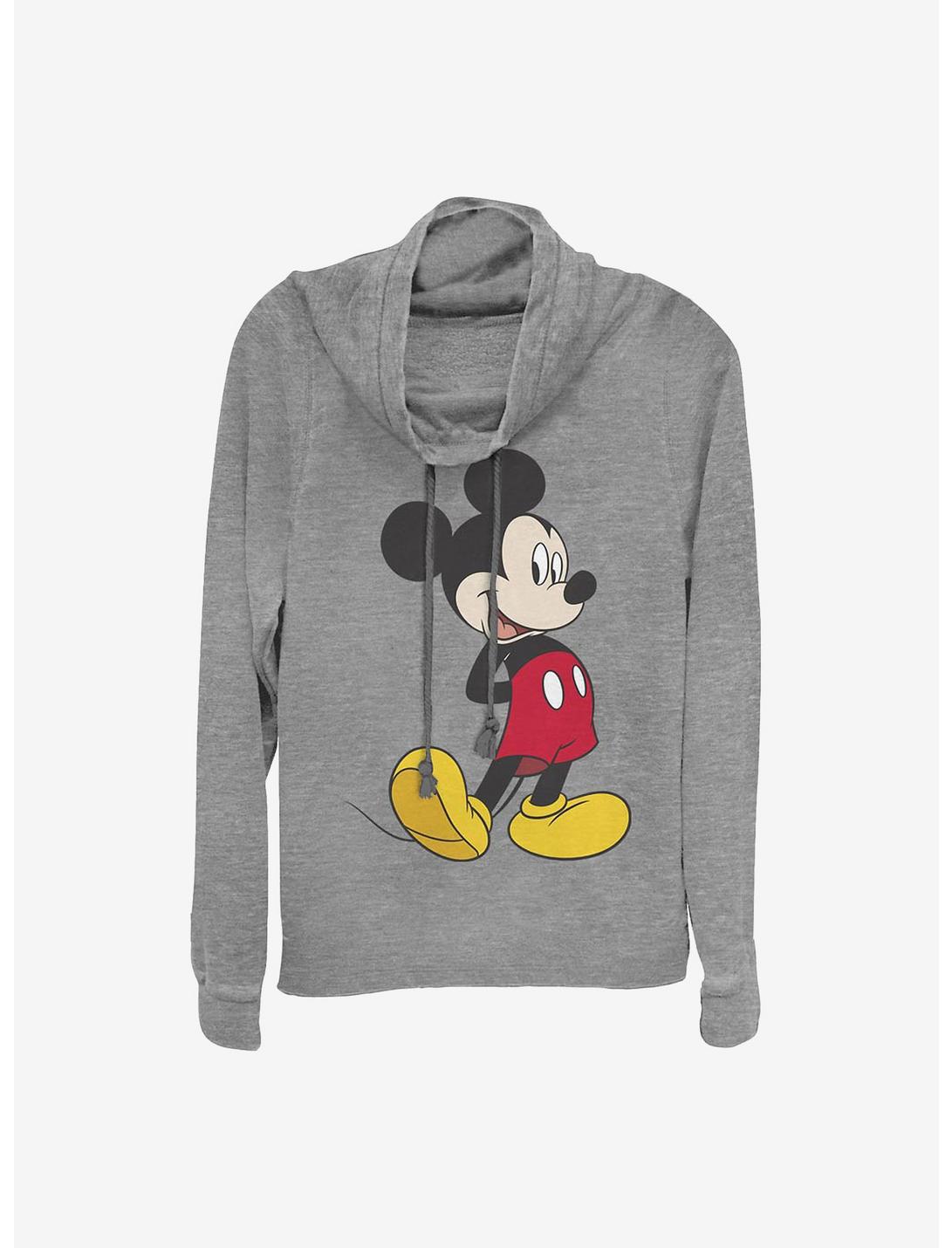 Disney Mickey Mouse Traditional Mickey Cowl Neck Long-Sleeve Womens Top, GRAY HTR, hi-res