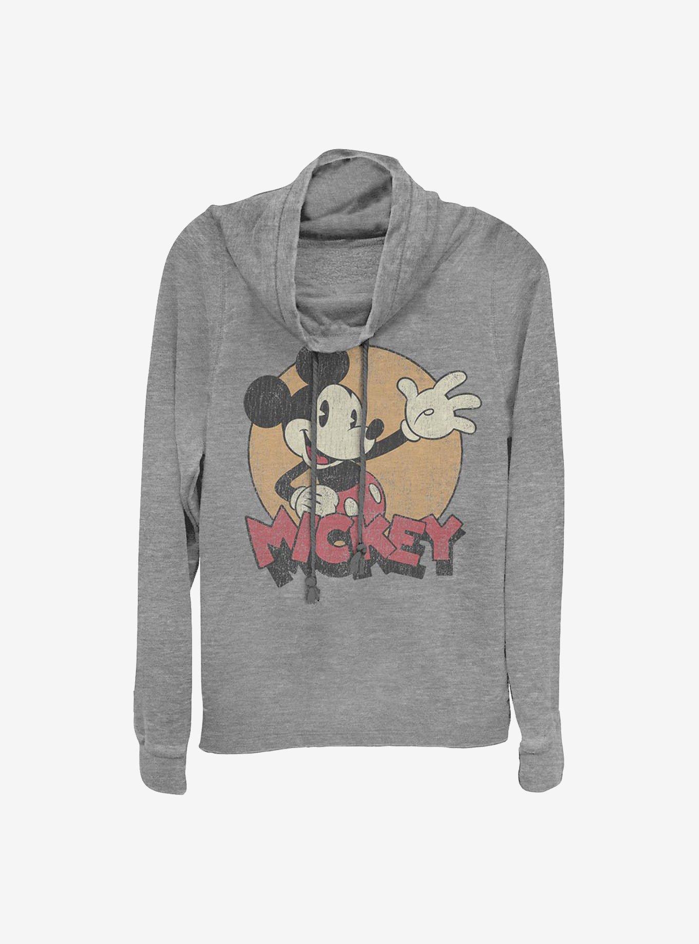 Disney Mickey Mouse Tried And True Cowl Neck Long-Sleeve Womens Top