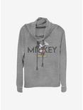 Disney Mickey Mouse Vintage Mickey Cowl Neck Long-Sleeve Womens Top, GRAY HTR, hi-res
