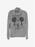 Disney Mickey Mouse Mickey Face Cowl Neck Long-Sleeve Womens Top, GRAY HTR, hi-res
