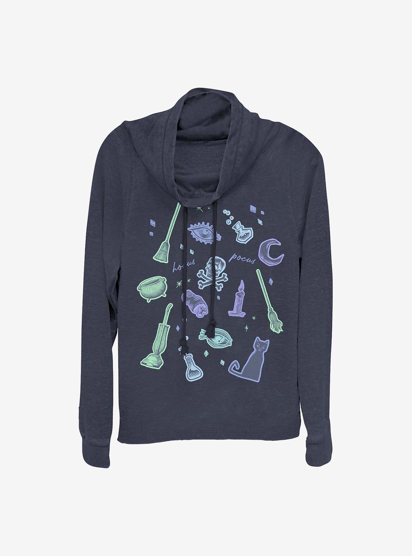 Disney Hocus Pocus Spooky Jumble Cowl Neck Long-Sleeve Womens Top, , hi-res
