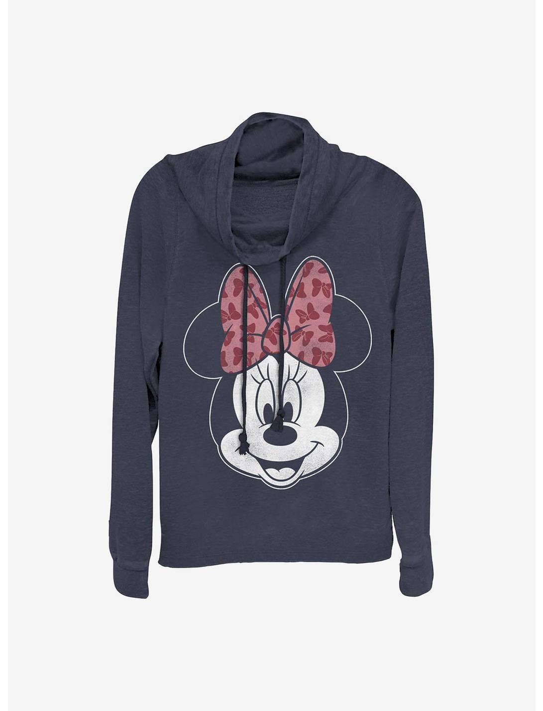 Disney Minnie Mouse Modern Minnie Inverse Cowl Neck Long-Sleeve Womens Top, NAVY, hi-res